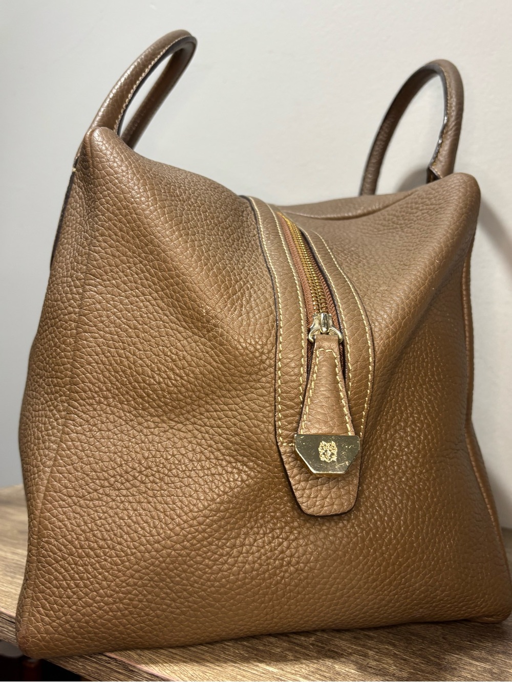 Bruno Magli Pebbled Leather Satchel in Taupe - Picture 4 of 16
